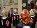 Lviv, Lviv Oblast / Ukraine - April 26, 2014: Easter Egg Festival. The figures of Easter eggs are painted