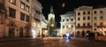 Lviv panorama at night. View of the night street of the European medieval city. Royalty Free Stock Photo