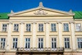 Lviv regional administration building with columns, windows and balcony on a sunny day Royalty Free Stock Photo