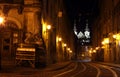 Lviv street by night Royalty Free Stock Photo