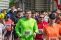 LVIV, UKRAINE - APRIL, 2016: Participants of marathon athletes run start take on Prospect of Freedom in Lviv, Ukraine