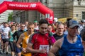 LVIV, UKRAINE - APRIL, 2016: Participants of marathon athletes run start take on Prospect of Freedom in Lviv, Ukraine