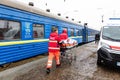 Train with wounded children and fired refugee families from Mariupol departed in Lviv. Lviv doÃÂtors and Medecins Sans Frontieres