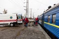 Train with wounded children and fired refugee families from Mariupol departed in Lviv. Lviv doÃÂtors and Medecins Sans Frontieres