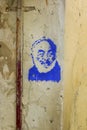 Blue graffiti of Sergei Parajanov, Soviet film director and artist of Armenian descent