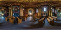 LVIV, UKRAINE - AUGUST 2019: Full spherical seamless hdri panorama 360 degrees inside interior of old Armenian church in