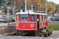 Lviv, Ukraine - August 25, 2018: Old red tram. City Attraction