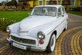 LVIV, UKRAINE - AUGUST  25, 2018 :  Old retro car is standing outdoors. Vintage vehicle. Stylish concept automobile Royalty Free Stock Photo