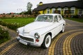 LVIV, UKRAINE - AUGUST  25, 2018 :  Old retro car is standing outdoors. Vintage vehicle. Stylish concept automobile Royalty Free Stock Photo