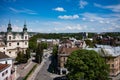 The Roman Catholic church of St. Mary Magdalene (House of organ and chamber music) in Lviv, Ukraine. View from drone Royalty Free Stock Photo
