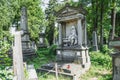 Tombstone with female statue on ancient Lychakiv cemetery in Lviv, Ukraine Royalty Free Stock Photo