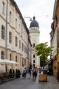 Lviv street scene, people walking