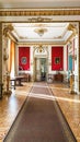LVIV, UKRAINE - DECEMBER 7, 2019: Large lounge in a room with a beautiful interior. Inside the Potocki Palace. Royalty Free Stock Photo