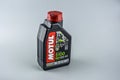 Plastic bottle of motor oil Motul