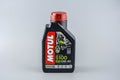 Plastic bottle of motor oil Motul Royalty Free Stock Photo