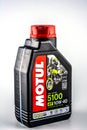 Plastic bottle of motor oil Motul Royalty Free Stock Photo