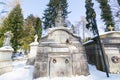 LVIV, UKRAINE - Feb 14, 2017: Ancient crypt in the Lychakivskyj cemetery of Lviv, Ukraine. Officially State History and Culture Mu