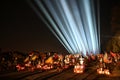 Lviv, Ukraine - February 23, 2023: Lychakiv Cemetery with a light installation to mark the first anniversary of Russia\'s war