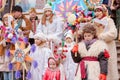 Lviv, Ukraine - January 8, 2022 : The flash of Christmas star festival, traditional Christmas stars festival. Celebration of