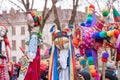 Lviv, Ukraine - January 8, 2022 : The flash of Christmas star festival, traditional festival of Christmas stars and motanka doll.