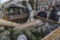 Exhibition of destroyed cars from the Bakhmut frontline displayed in Ukraine`s Lviv, amid the Russian invasion of Ukraine