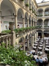 LVIV, UKRAINE Ã¢â¬â July 6, 2019: Italian courtyard. Balconies, terraces with arches and columns in Italian style. Outdoor