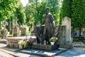 Monument to Volodymyr Ivasyuk and an ancient abandoned Gothic Lychakiv cemetery in Lviv, Ukraine