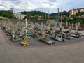 Crosses at the burial site at the Lychakiv cemetery in Lviv of the soldiers of the Ukrainian army who died during the armed