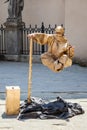 LVIV, UKRAINE - JUNE 07 2013: levitating street mime artist