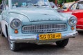 Front view of old vintage light blue car Wartburg 313