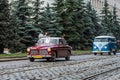 LVIV, UKRAINE - JUNE 2018: Old vintage retro Volvo car rides through the streets of the city