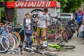 LVIV, UKRAINE - JUNE 2016: Seller sells bikes at the park in the open air exhibition at the exhibition