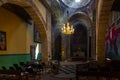 The sun rays shining into Armenian Cathedral in Lviv. Ukraine