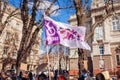Lviv, Ukraine - March 8, 2021: Feminist march for equal rights against sexism for International Women's Day.