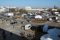 LVIV, UKRAINE - March 12, 2022: Humanitarian catastrophe during at russian aggression war against Ukraine. Tent camp World Central