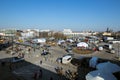 LVIV, UKRAINE - March 12, 2022: Humanitarian catastrophe during at russian aggression war against Ukraine. Tent camp World Central