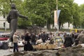 LVIV, UKRAINE - MAY 14: Customers of book market at the monument