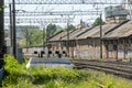 LVIV, UKRAINE - MAY 2018: Deadlock on the rails of the railway station Royalty Free Stock Photo