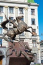 Saint George and the Dragon statue. a famous tourist spot in Lviv, Ukraine