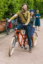 Two participants of retro bike rally Royalty Free Stock Photo