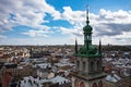 Lviv, Ukraine - May 1, 2021: view on Dormition Church in Lviv, Ukraine from drone Royalty Free Stock Photo