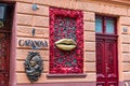 Facade of famous Cazanova strip club and restaurant in Lviv, Ukraine.