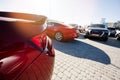 Lviv, Ukraine - October 09, 2022: Rear headlight of Chevrolet Camaro, american muscle cars on car market
