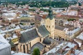 Lviv, Ukraine old city top view panorama with Latin Cathedral Royalty Free Stock Photo