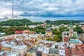 Lviv, Ukraine old city top view panorama Royalty Free Stock Photo