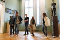 Lviv, Ukraine - September 16, 2018: A group of teenagers on an excursions of Art Gallery