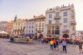 LVIV, UKRAINE - SEPTEMBER 12, 2016: Lviv City and Lviv Old Town With People. Sunset Light