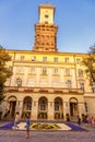 LVIV, UKRAINE - SEPTEMBER 12, 2016: Lviv City and Lviv Old Town With People. Sunset Light and Lviv City Hall