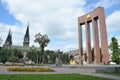 Lviv, Ukraine, September, 15, 2013. The monument to Stepan Bandera on the square of Kropivnitsky Royalty Free Stock Photo