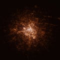 Lviv (Ukraine) street lights map. Satellite view on modern city at night. Royalty Free Stock Photo